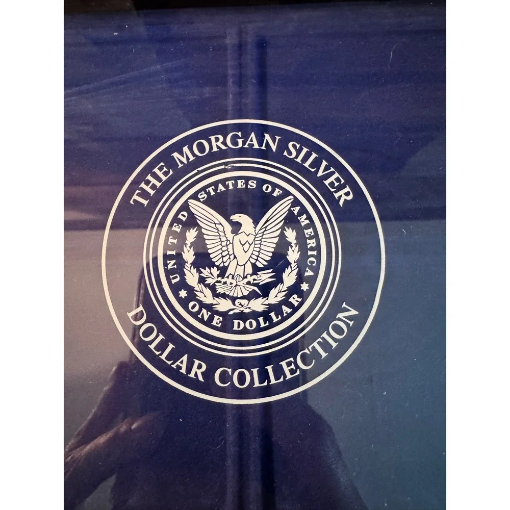 Morgan Silver Dollar Collection Wood Display Case 2 Tier 16 Slot Coin Box Blue